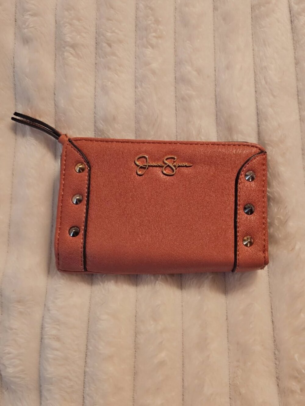 Jessica Simpson Rose Pink Studded Wallet | Leopard Print Lining | Excellent Pre-